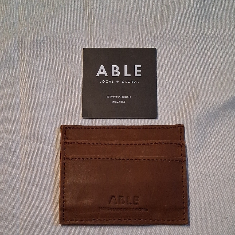 NWT Mens ABLE Brown Leather, Whiskey Alem Wallet